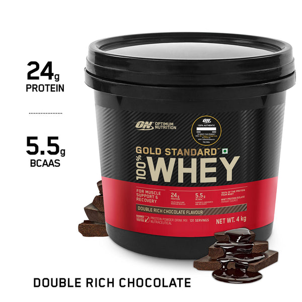 Gold Standard 100% Whey Protein Powder Double Rich Chocolate 4 kg and Micronised Creatine Powder Unflavoured 250 g