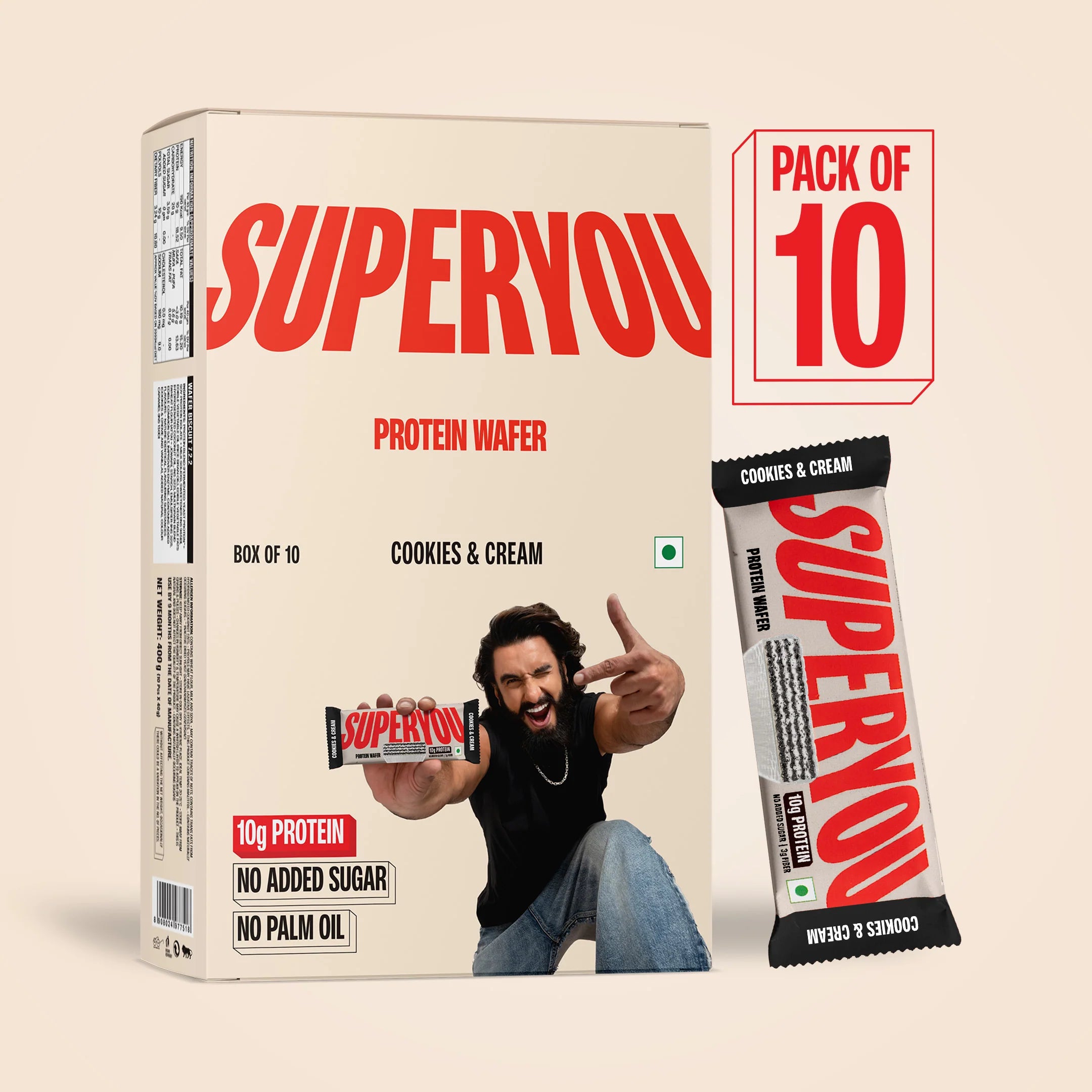 COOKIES & CREAM PROTEIN WAFERS - PACK OF 10