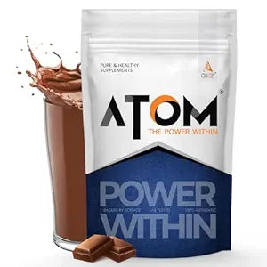 AS-IT-IS ATOM PWR Whey Protein with Enzymes, 24g Protein, 11g EAA, Lean Muscle Gains & Rapid Recovery, Easy Digest, 1Kg Double Rich Chocolate