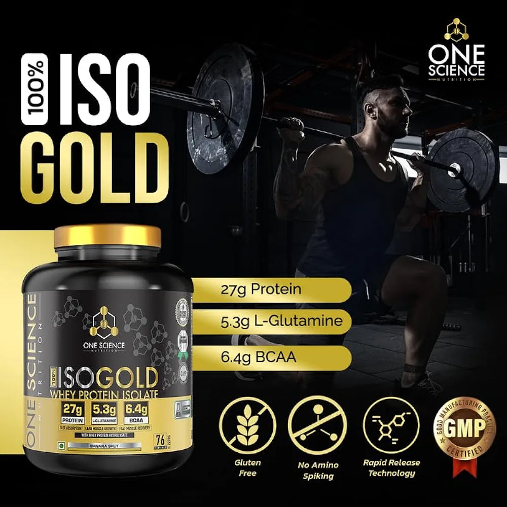 One Science Nutrition (OSN) 100% Iso Gold Whey Protein 5 lbs [ Grass Fed Whey]- 27g Protein, 5.3g Glutamine, 6.4g BCAA - banana split