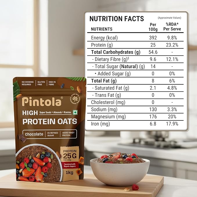 PINTOLA 25g High Protein Oats 1kg, Dark Chocolate