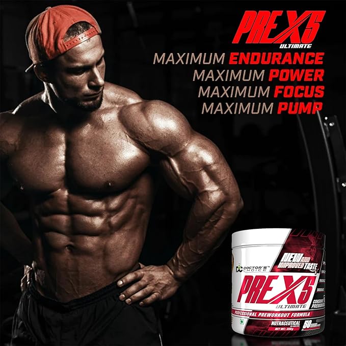 Doctor's Choice PRE-X5 Ultimate Professional Pre-Workout Formula, Mango Slush, 350 g Powder, USA FDA REGD 50 Serving