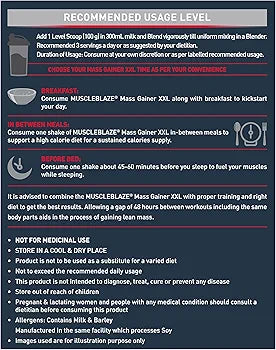 MuscleBlaze Mass Gainer XXL (Chocolate, 1kg / 2.2lbs, 10 Servings) | With Complex Carbs, High Protein & Digestive Enzymes, Powder