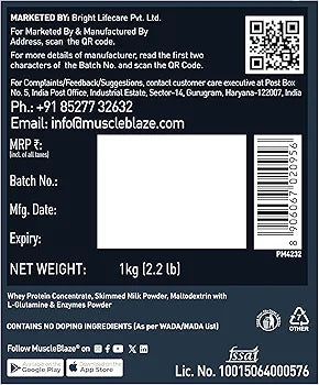 MuscleBlaze Mass Gainer XXL (Chocolate, 1kg / 2.2lbs, 10 Servings) | With Complex Carbs, High Protein & Digestive Enzymes, Powder