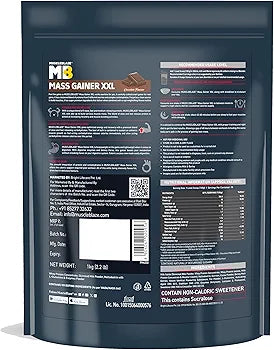 MuscleBlaze Mass Gainer XXL (Chocolate, 1kg / 2.2lbs, 10 Servings) | With Complex Carbs, High Protein & Digestive Enzymes, Powder