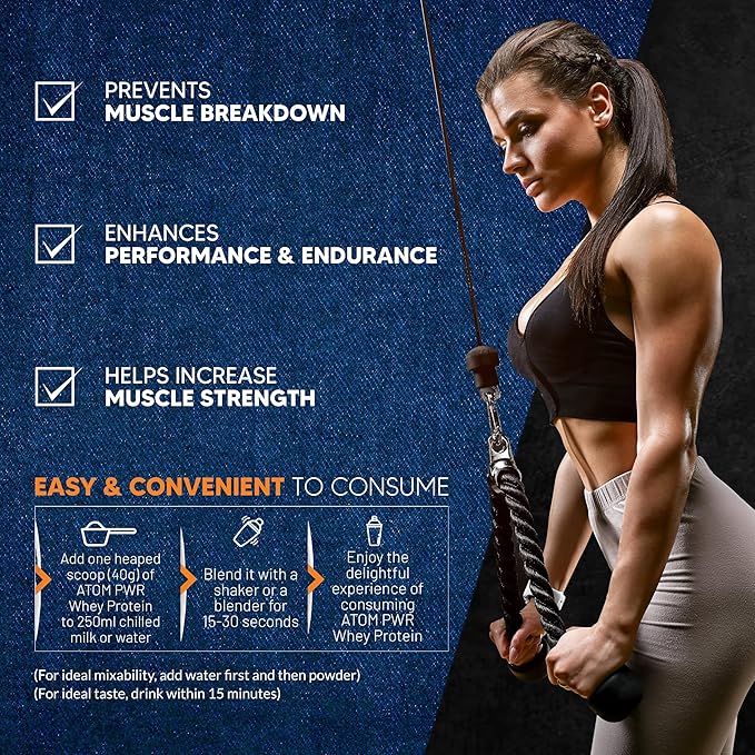 AS-IT-IS ATOM PWR Whey Protein with Enzymes, 24g Protein, 11g EAA, Lean Muscle Gains & Rapid Recovery, Easy Digest, 1Kg Double Rich Chocolate