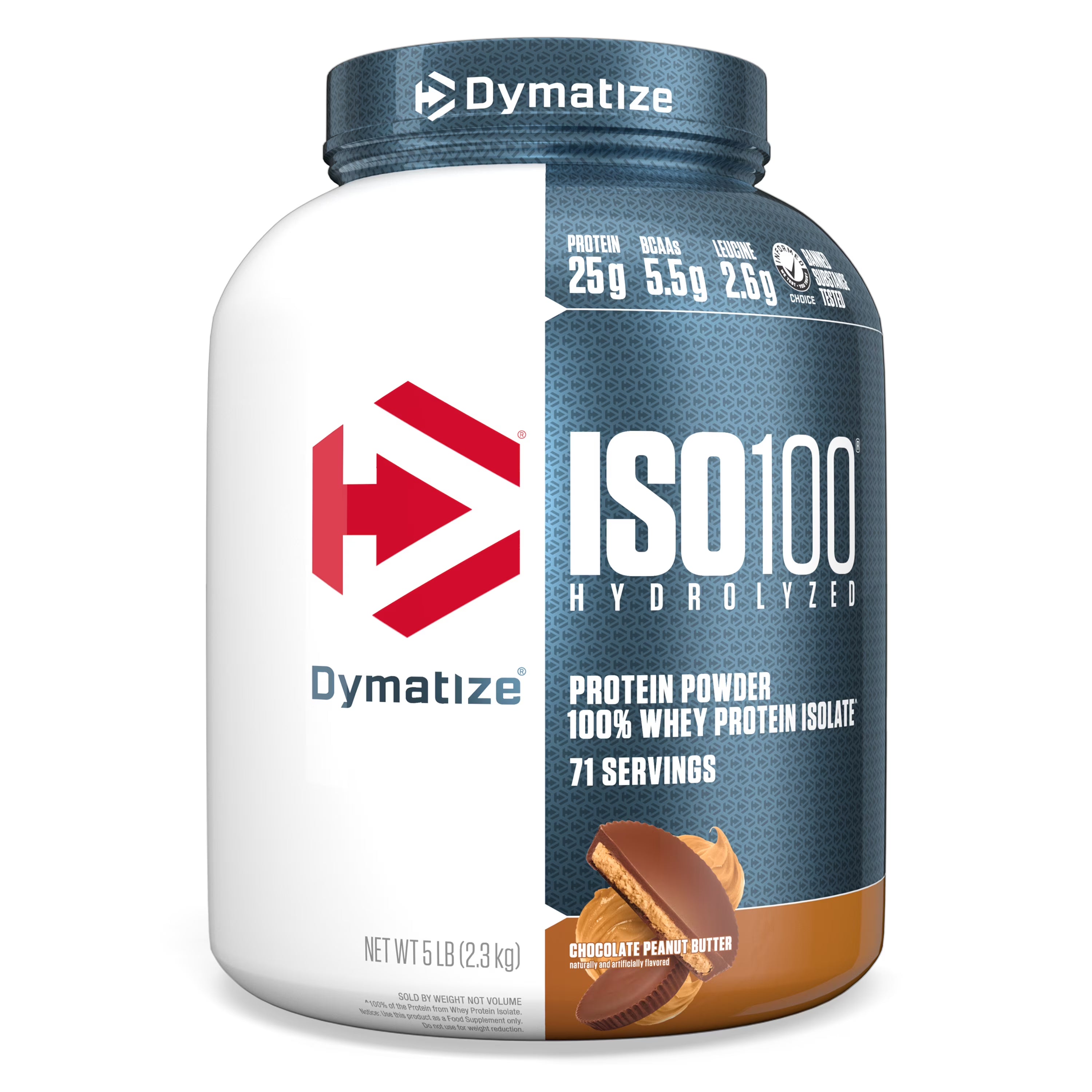 Dymatize ISO100 Hydrolyzed Whey Isolate Protein Powder, Chocolate Peanut Butter, 25g Protein, 5 lb