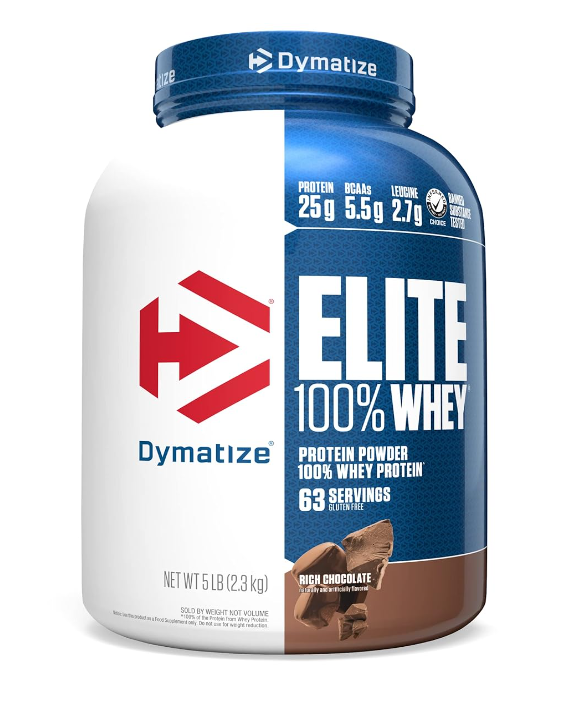 Dymatize Elite 100% Whey Protein Powder, Pre and Post Workout Protein Powder (5 lbs, 2.3 kg, Rich Chocolate)