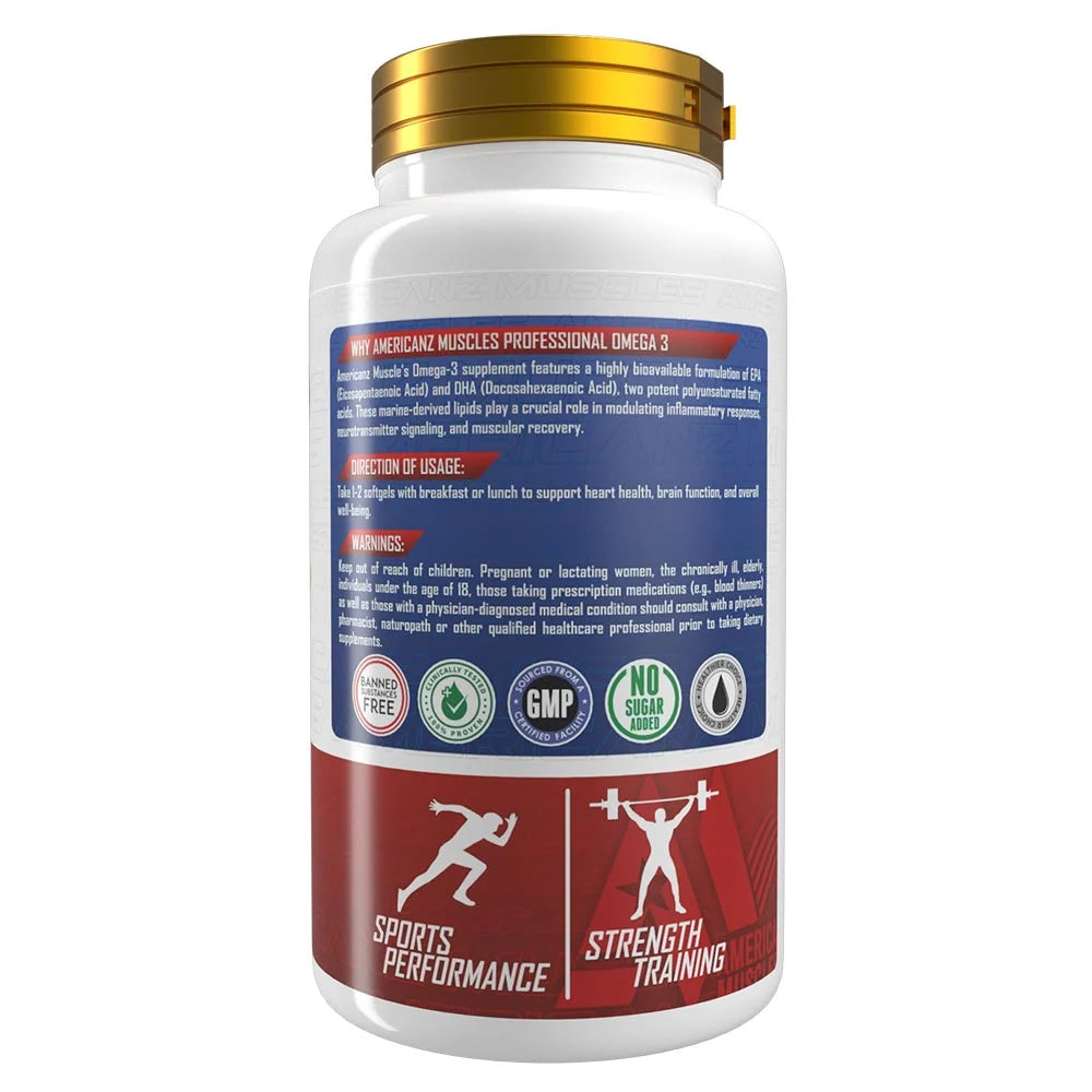 Americanz Muscles Professional Omega 3 Fish Oil, 100 softgels
