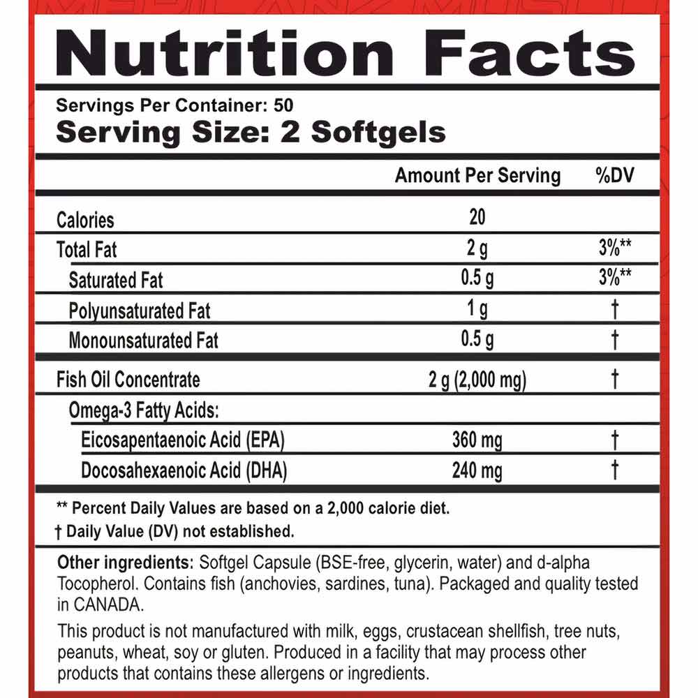 Americanz Muscles Professional Omega 3 Fish Oil, 100 softgels