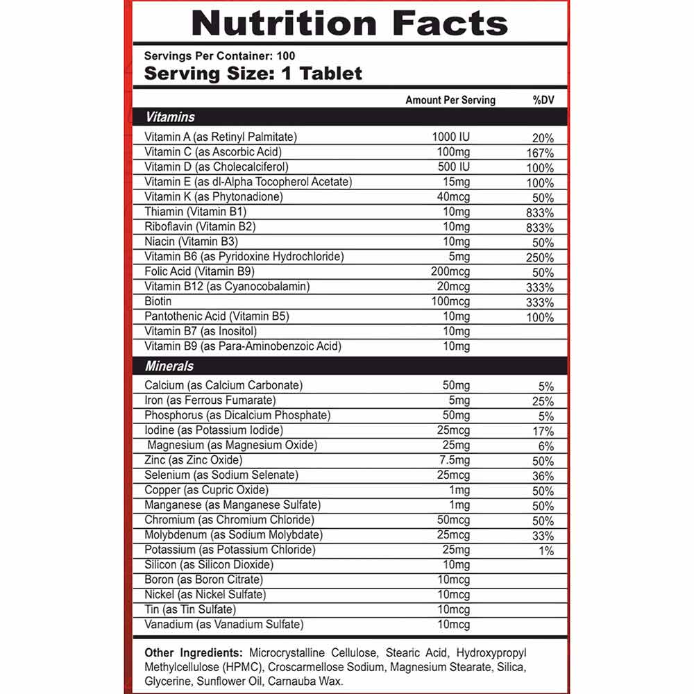 Americanz Muscles Professional Multi-Vitamin, 100 tablet(s)
