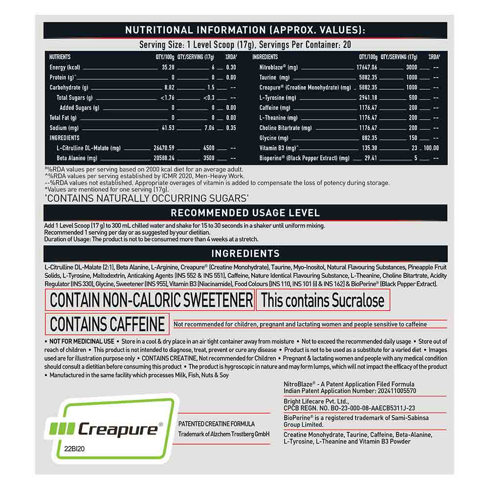 MuscleBlaze Pre Workout WrathX 340g