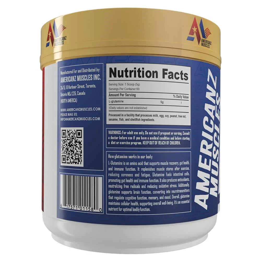 Americanz Muscles Professional L-Glutamine, 300 g (0.66 lb)