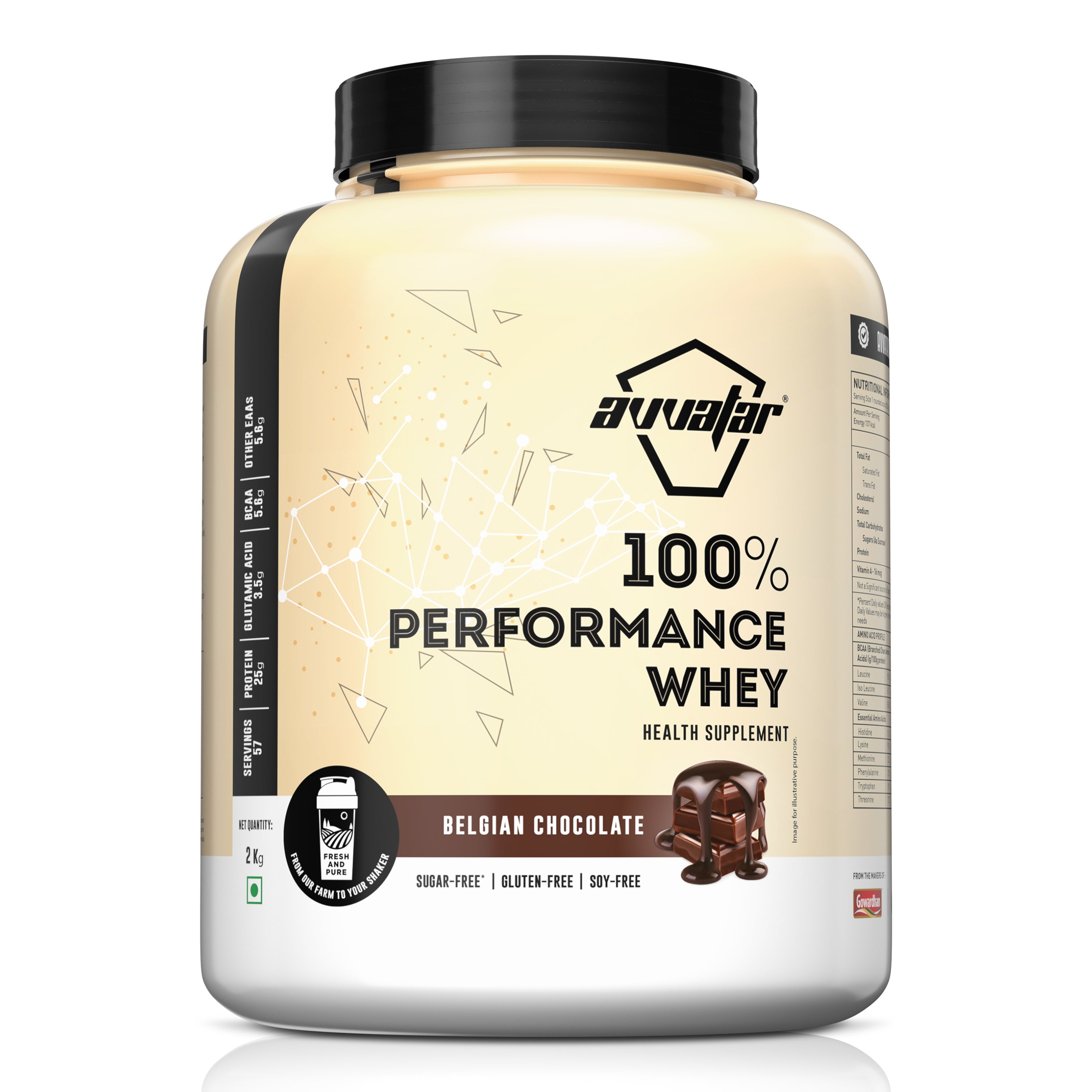 Avvatar 100% Performance Whey | 2 Kg | Belgian Chocolate Flavour