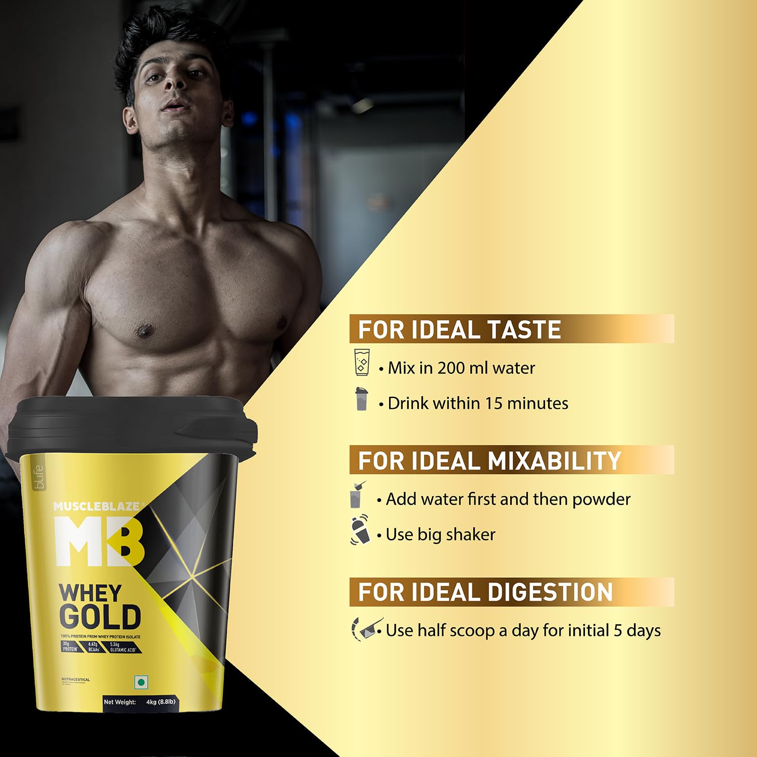 MuscleBlaze Whey Gold With Digezyme - 4 Kg