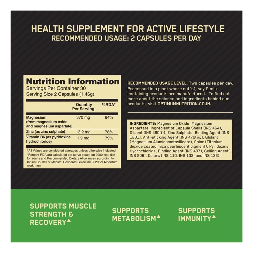 (ON) Optimum Nutrition Zinc Magnesium Aspartate (ZMA) - Image 3