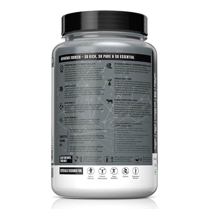 avvatar ISORICH WHEY PROTEIN | 1Kg | | 28g Protein | 29 Servings | Isolate - Image 3