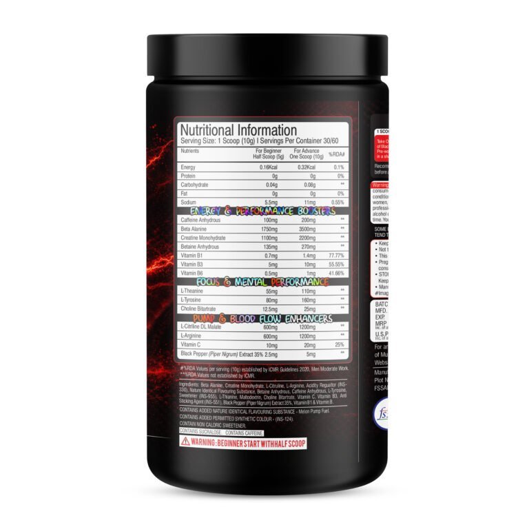 Muscle Berry Black Shark Advanced Pre-Workout Formula – Extreme Energy, Muscle Pump & Focus Booster | Melon Pump Fuel | 300g