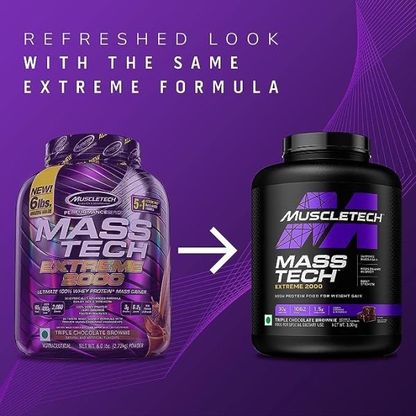 Muscletech Masstech Extreme 2000 Mass Gainer Triple Chocolate Browmnie 3Kg - Image 4