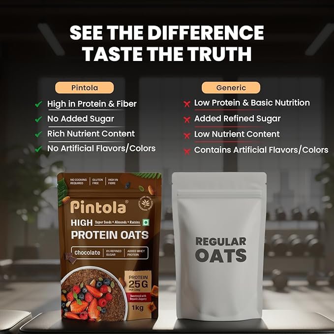 PINTOLA 25g High Protein Oats 1kg, Dark Chocolate - Image 4