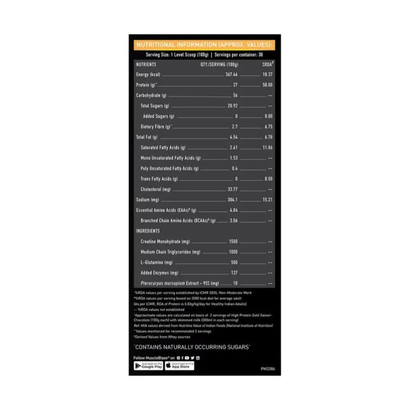 MuscleBlaze High Protein Gold Gainer - 3 Kg - Image 3